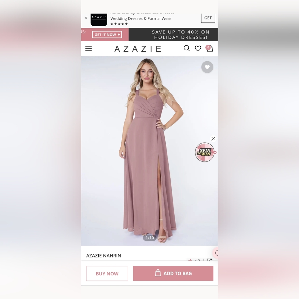 Azazie Nahrin Dusty Rose Size A10
